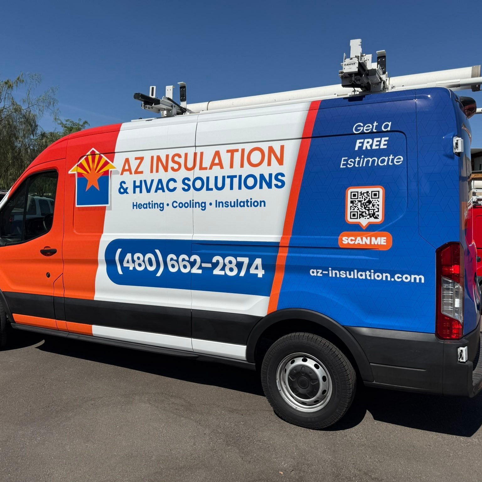 AZ Insulation & HVAC fleet van rear graphics by A&M Graphics in Arizona